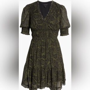AllSaints
Via Tamora Snakeskin Print
Puff Sleeve Minidress